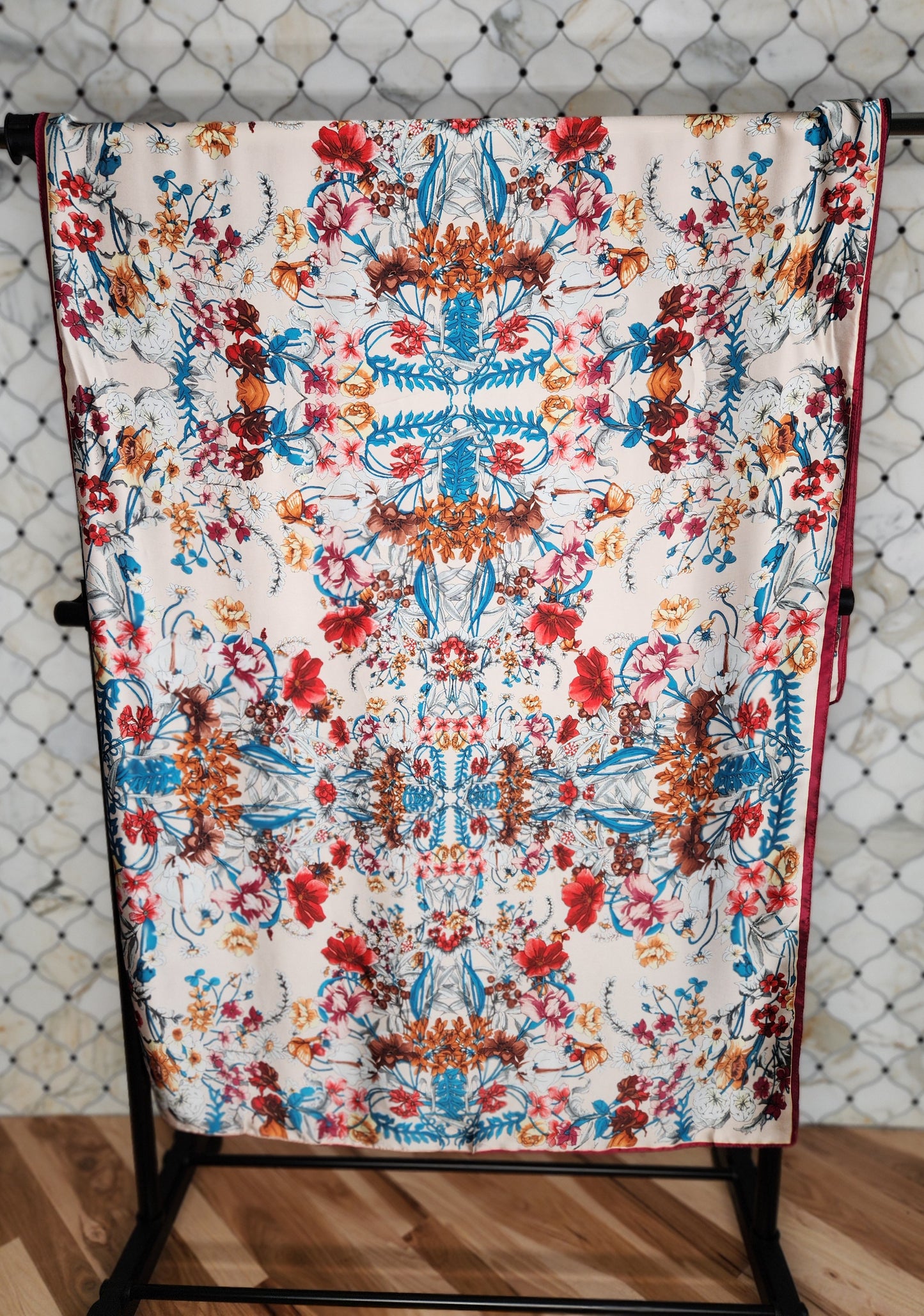 Padova floral and geometric design silk blend scarves