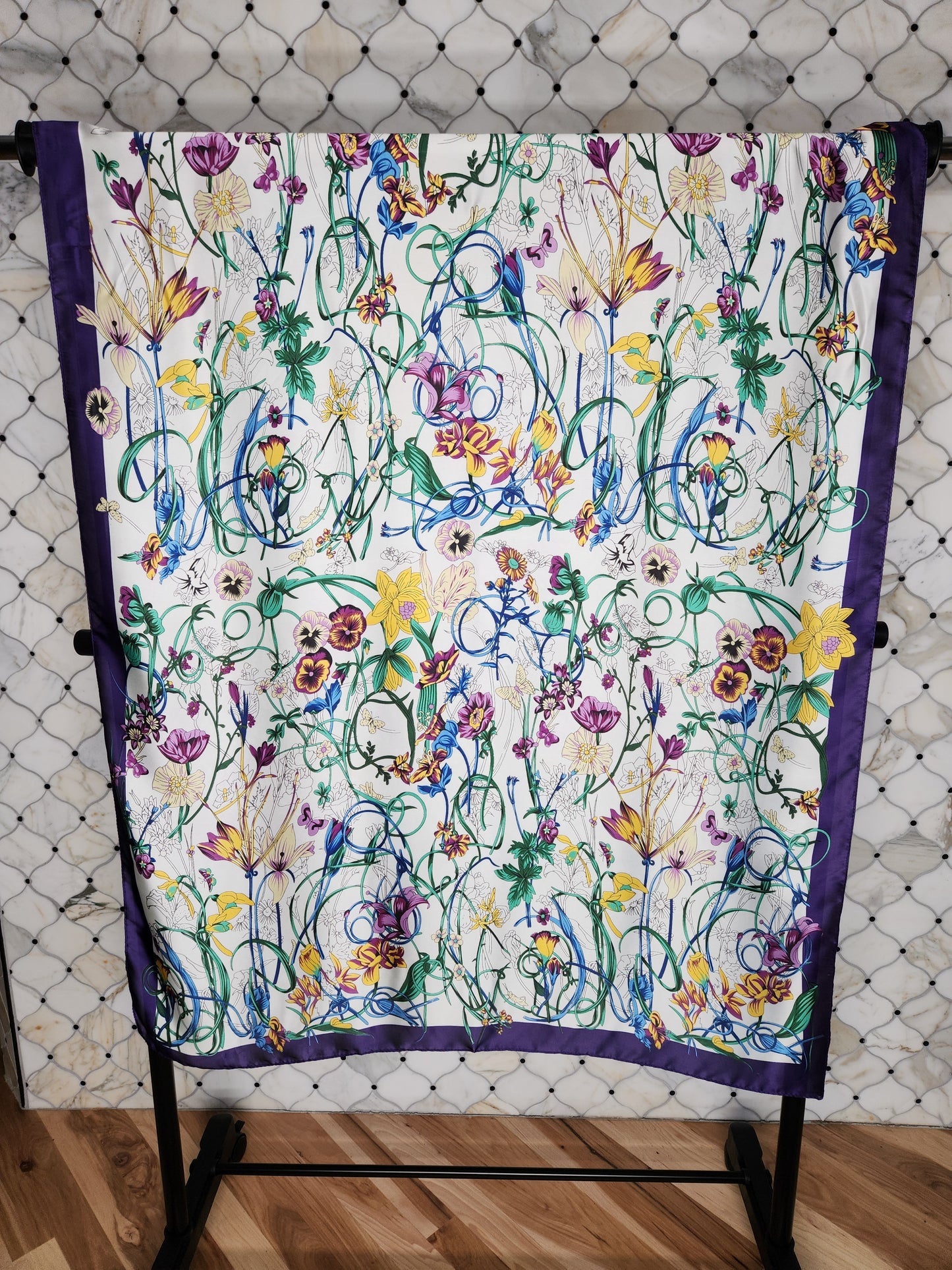 Padova floral and geometric design silk blend scarves
