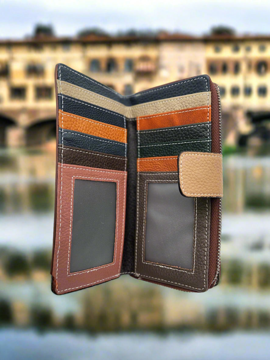 Geometric leather patchwork wallet