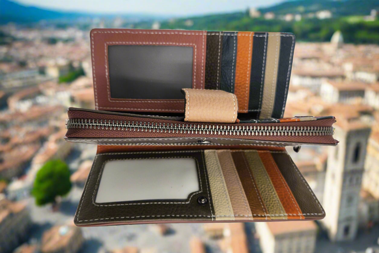Geometric leather patchwork wallet