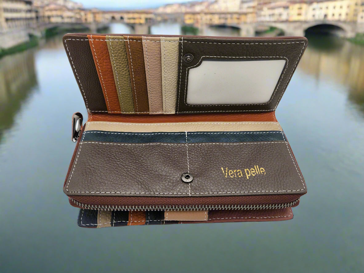 Geometric leather patchwork wallet