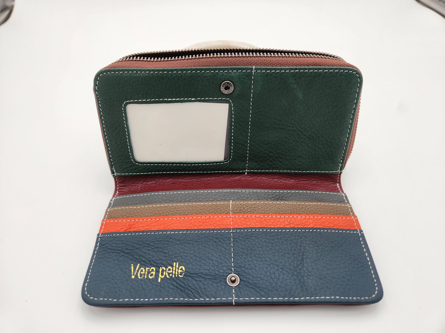 Intricate leather patchwork wallet