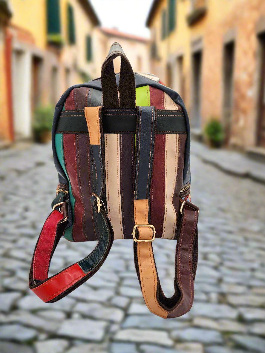 Woven back pack with stripped back