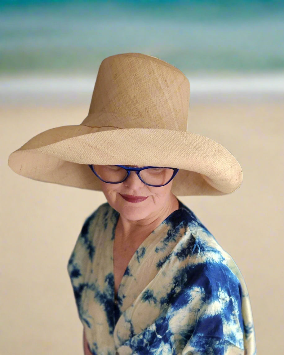 Madagascar Sun Hat Solid Natural - 5 Inch Brim