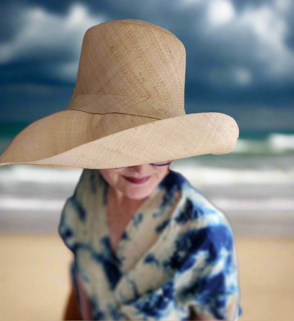 Madagascar Sun Hat Solid Natural - 5 Inch Brim