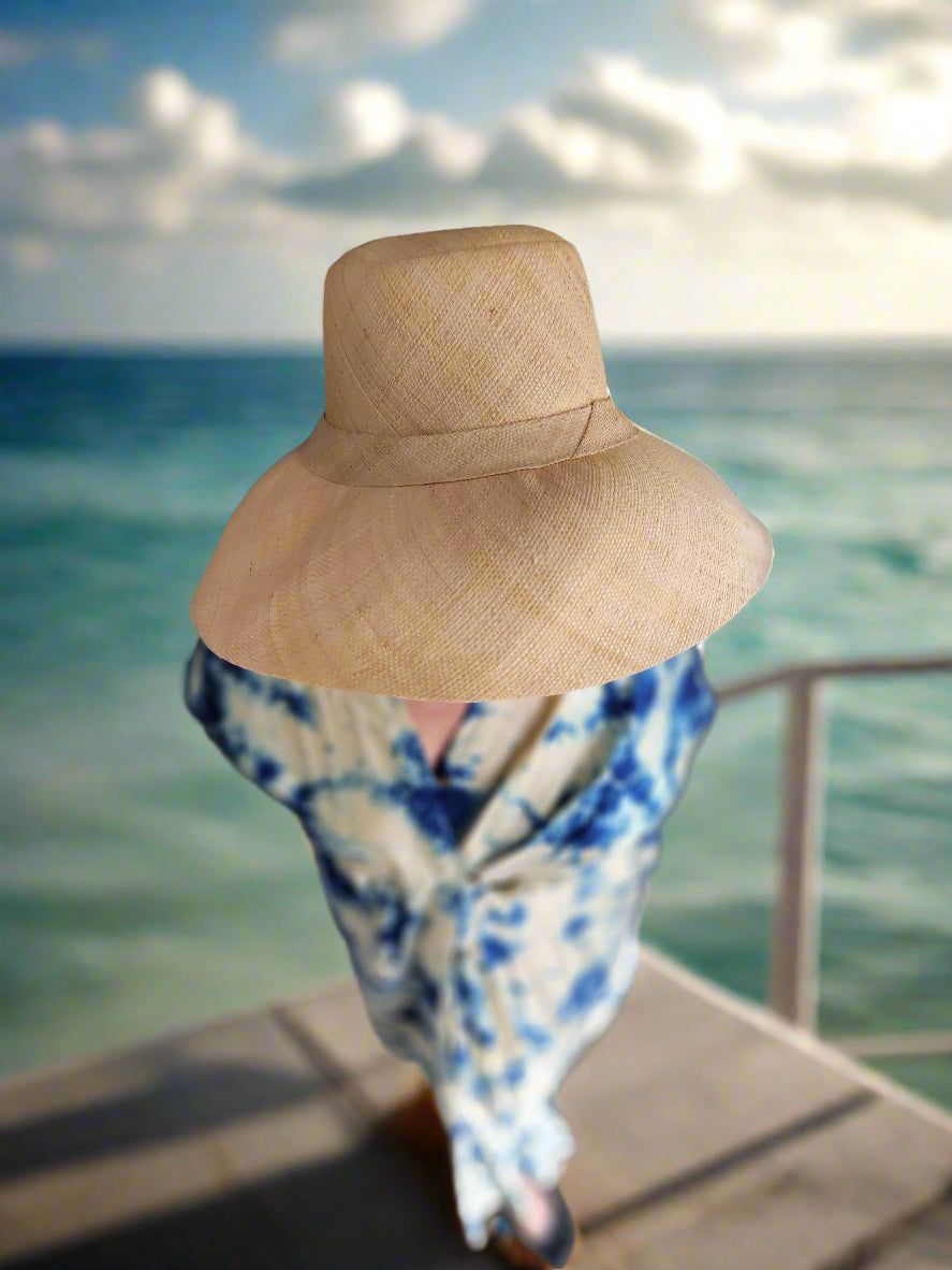 Madagascar Sun Hat Solid Natural - 5 Inch Brim