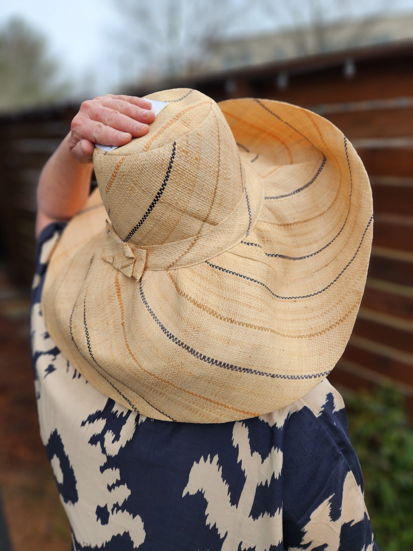 Madagascar Sun Hat Multicolor Nuetrals Pinstripes - 7 Inch Brim