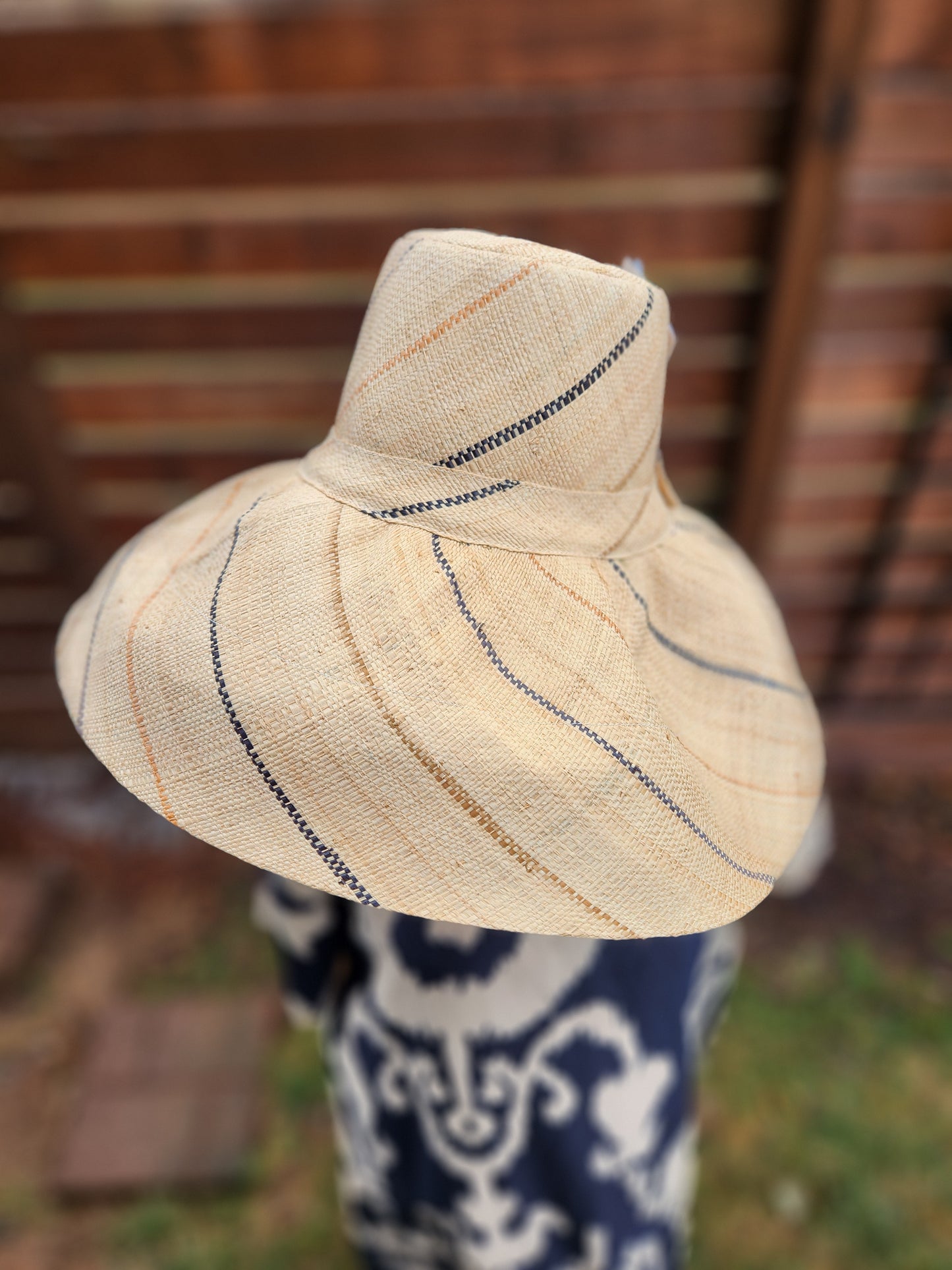 Madagascar Sun Hat Multicolor Nuetrals Pinstripes - 7 Inch Brim