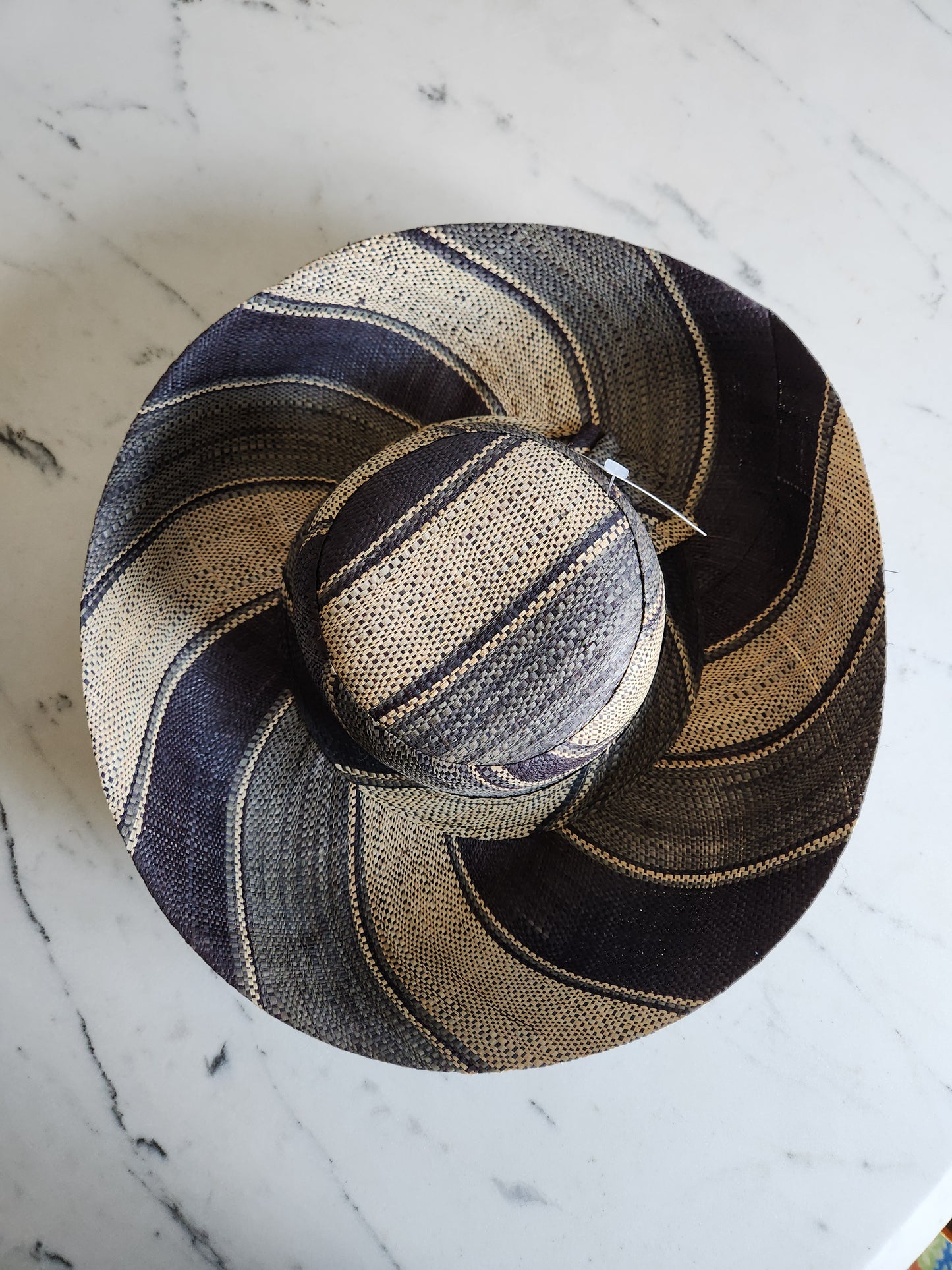 Madagascar Sun Hat Blue Multicolor Stripe Swirl - 7 Inch Brim