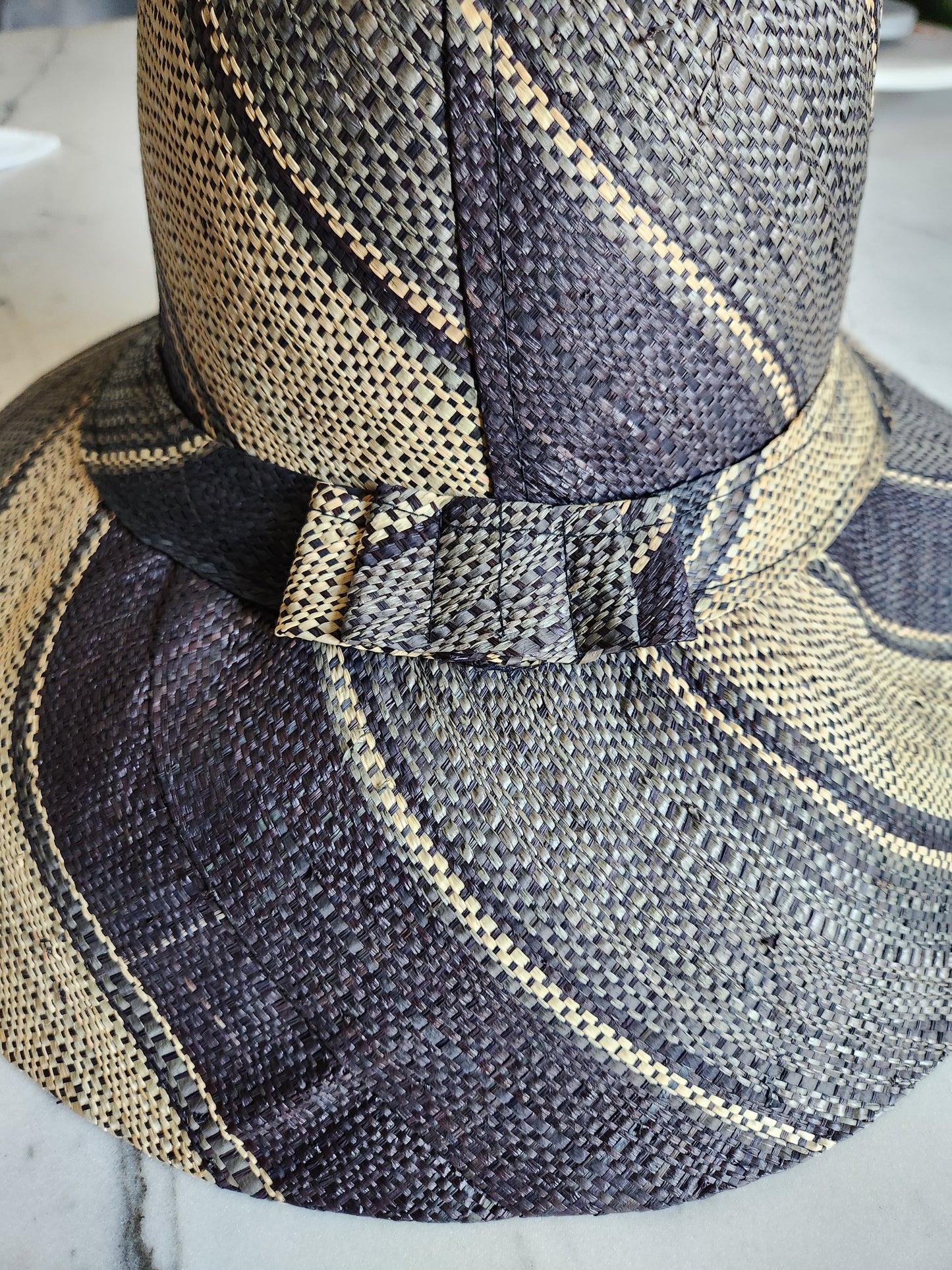 Madagascar Sun Hat Blue Multicolor Stripe Swirl - 7 Inch Brim