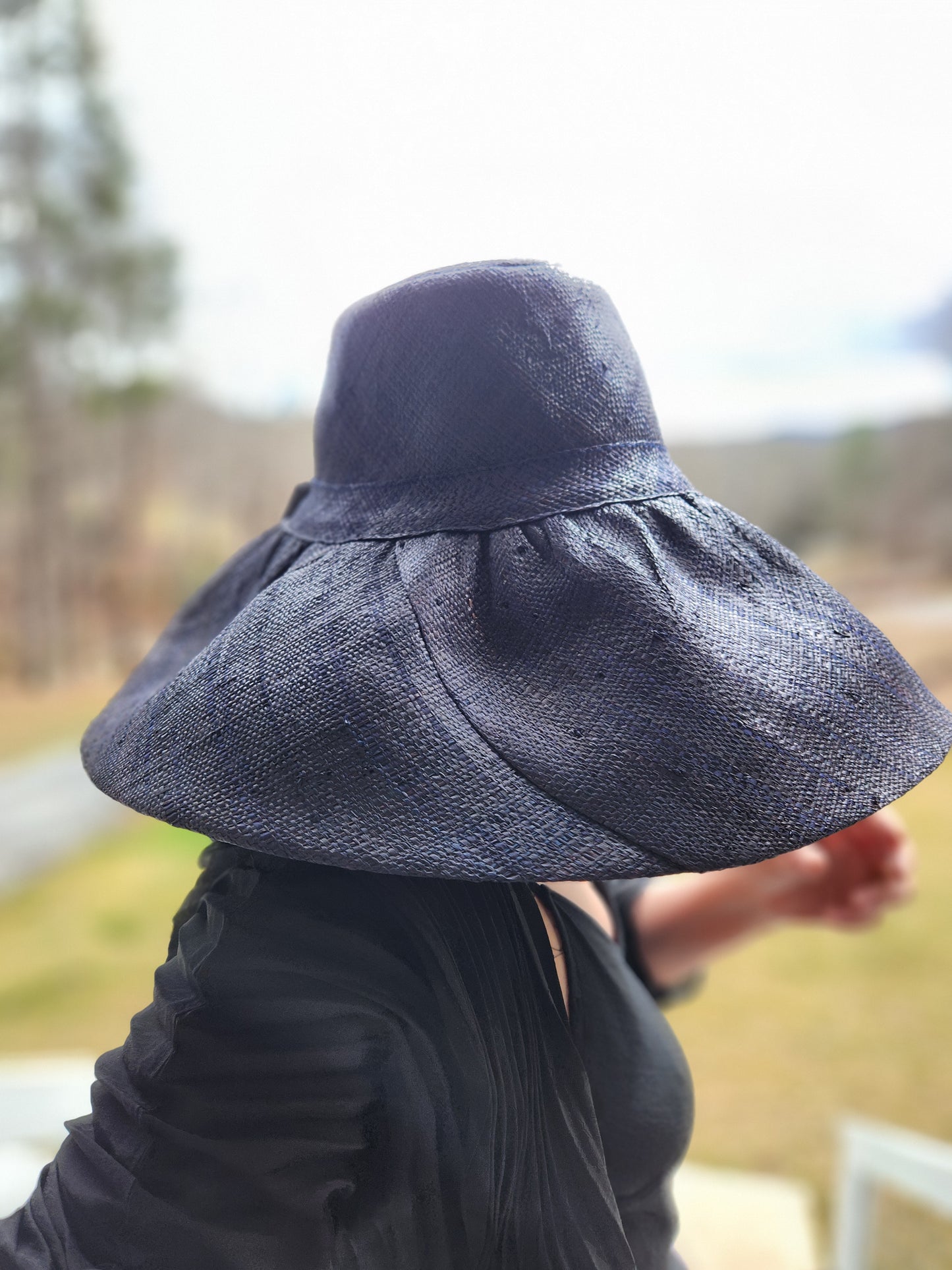 Madagascar Sun Hat Solid Black - 7 Inch Brim