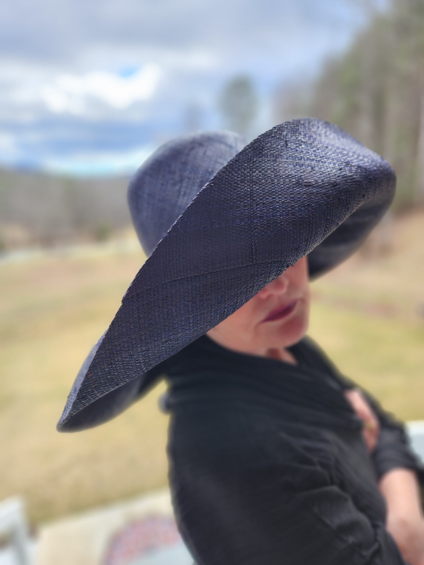 Madagascar Sun Hat Solid Black - 7 Inch Brim