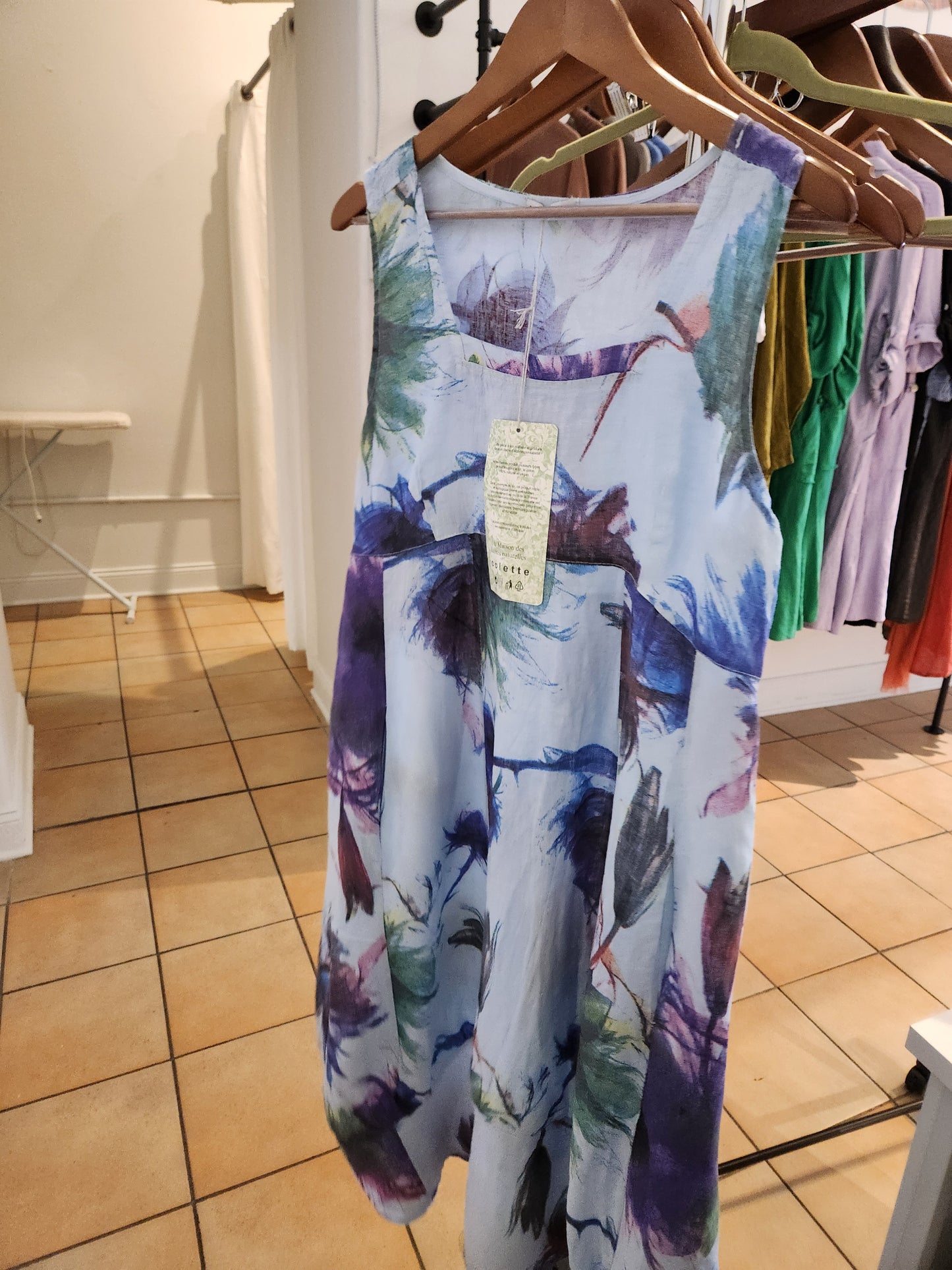 Floral Ballon linen dress