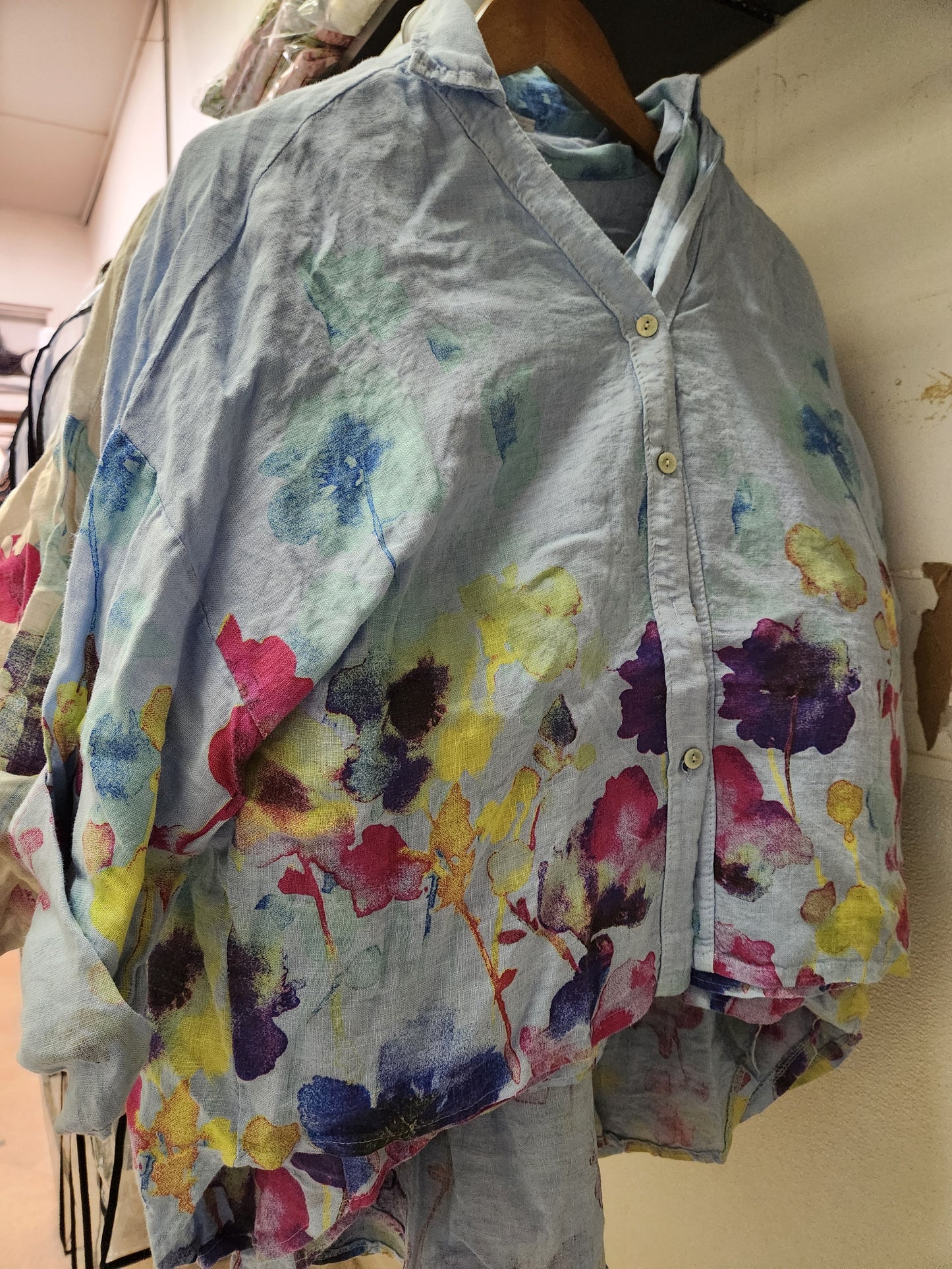 Button up long sleeve Italian Linen blouse