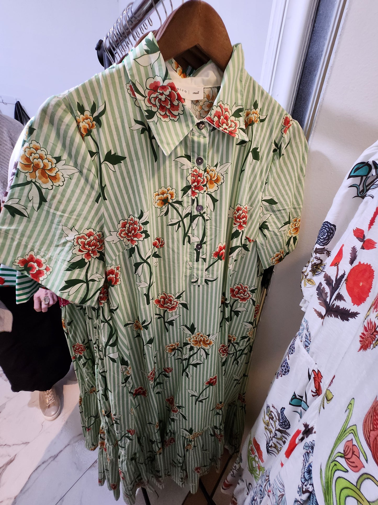 Entro green full body stripe dress