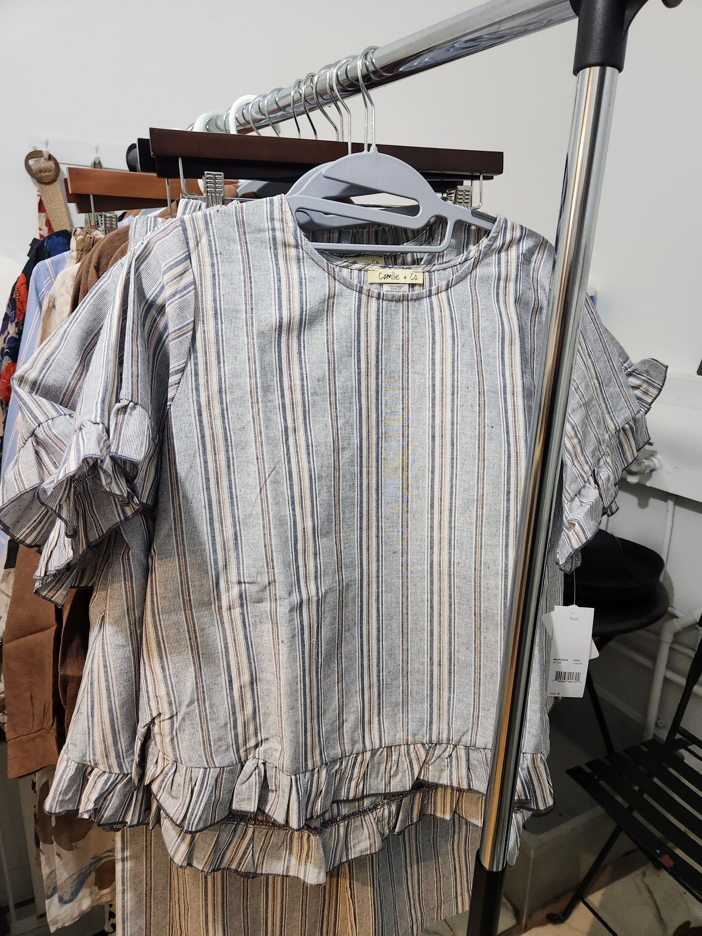 Cotton blend striped top