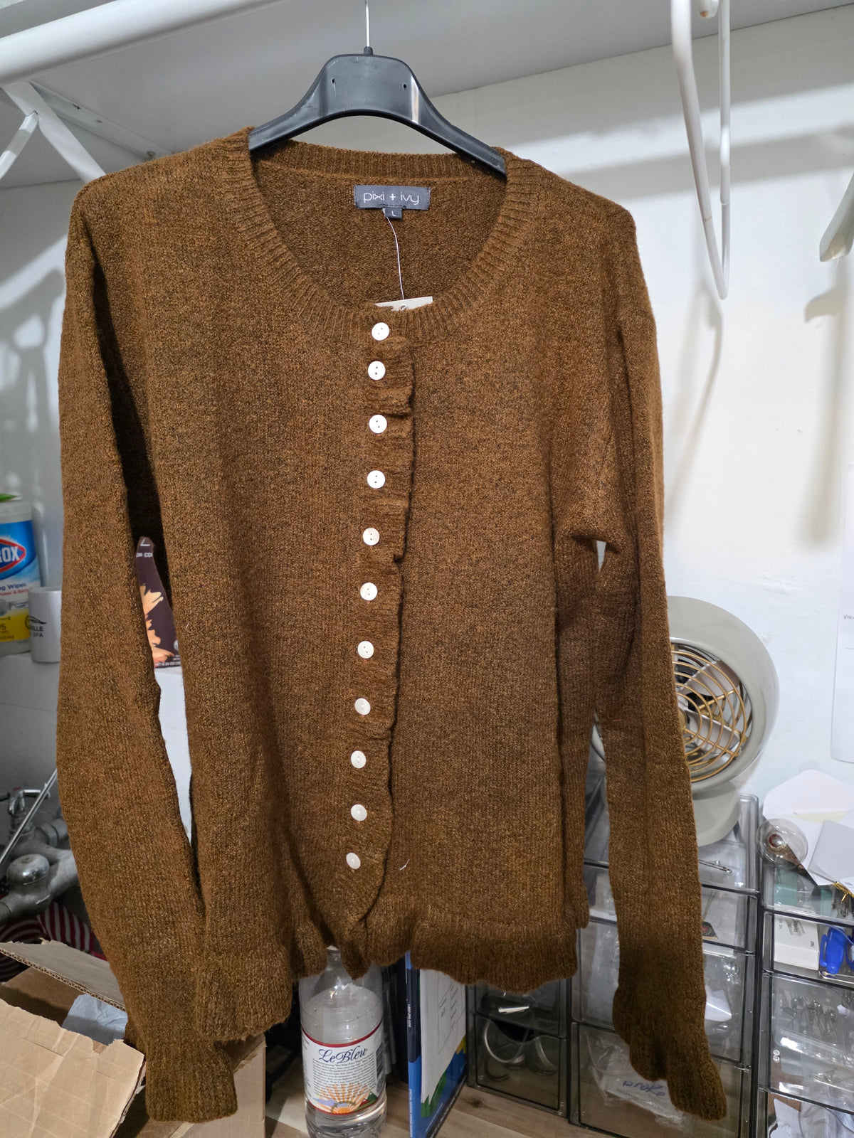Cognac or creme button up cardigan