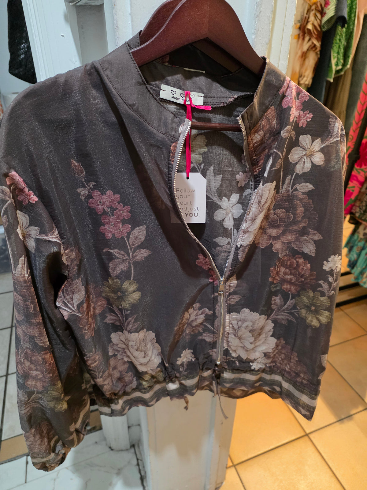 Organza Bomber Italian floral pattern