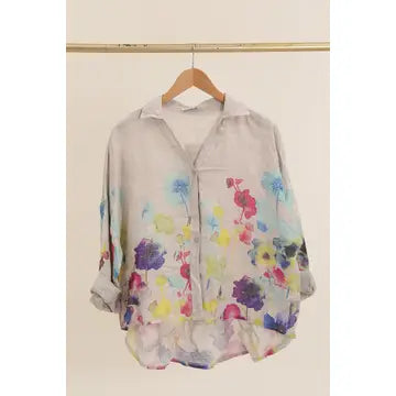 Italian linen Floral Blouse various colors