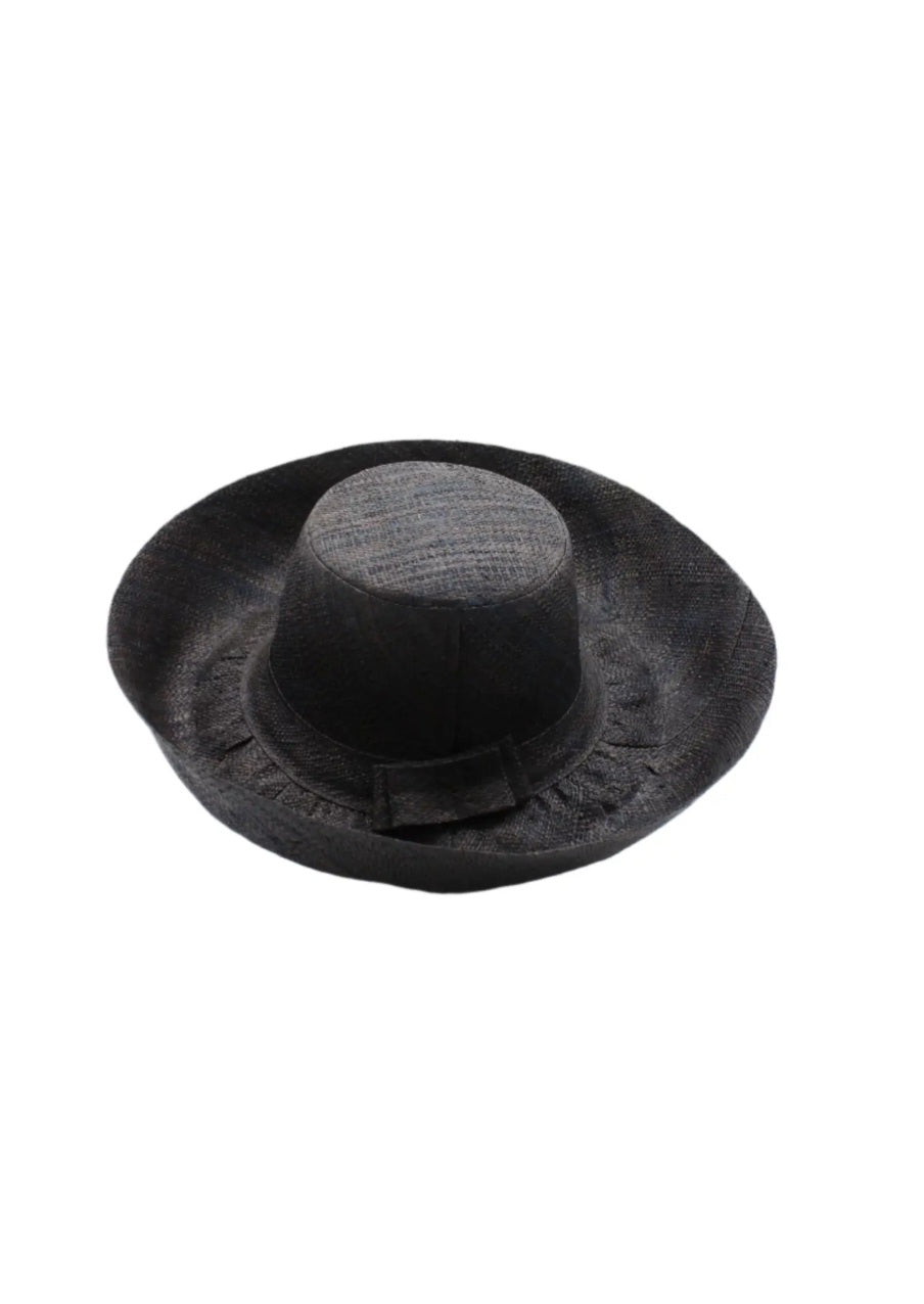 Madagascar Sun Hat Solid Black - 7 Inch Brim