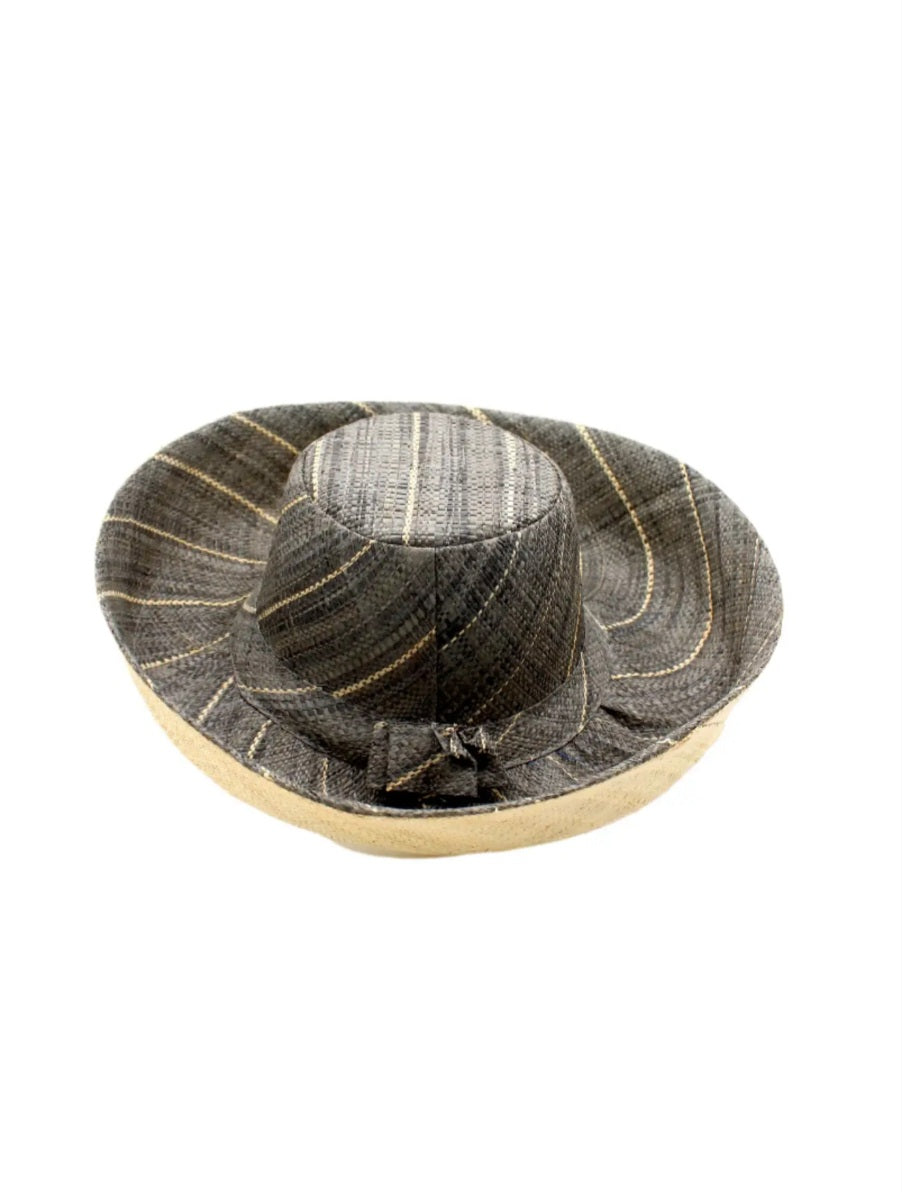 Madagascar Sun Hat Two Tone Grey Pinstripe - 5 Inch Brim