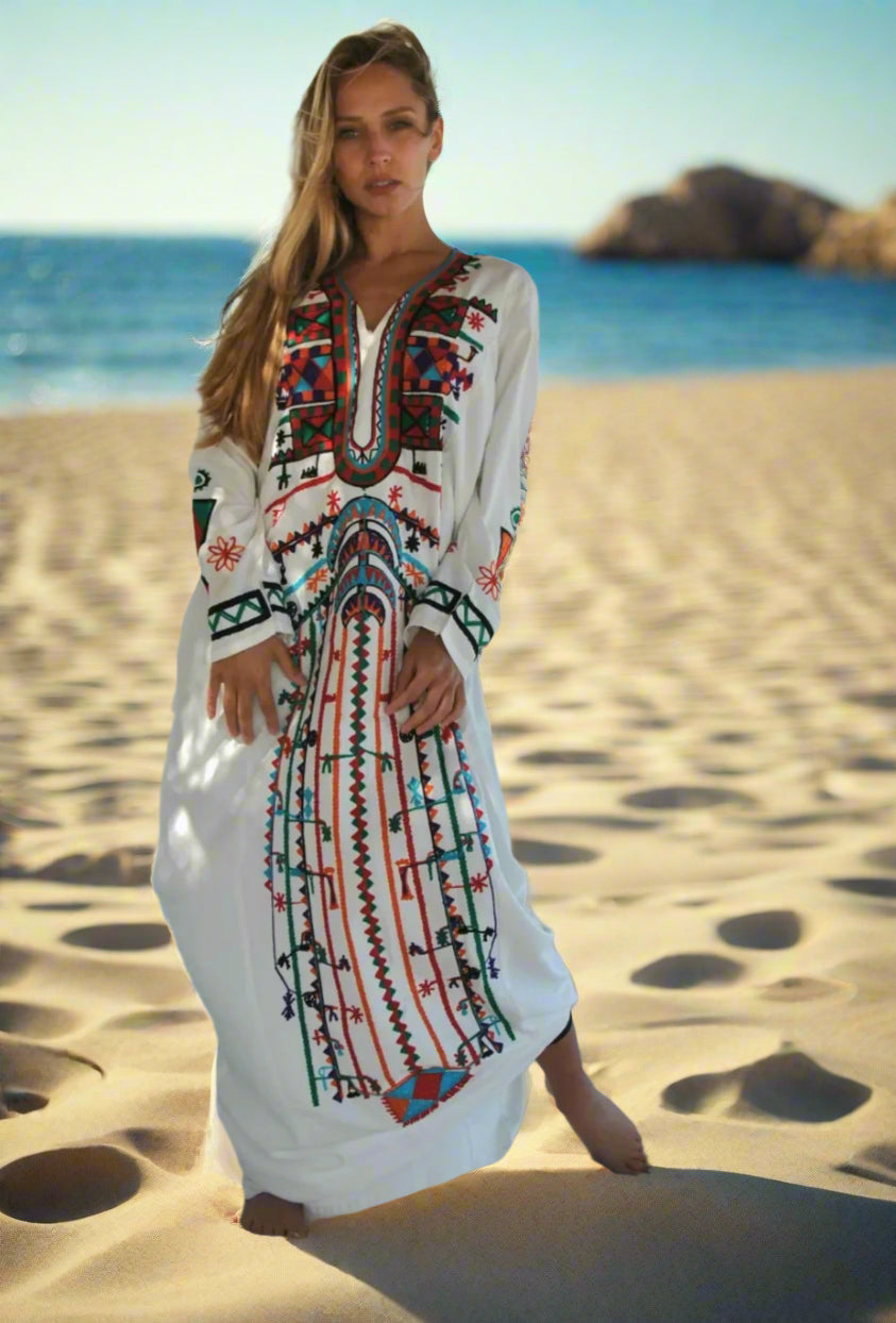 Embroidered White Dress