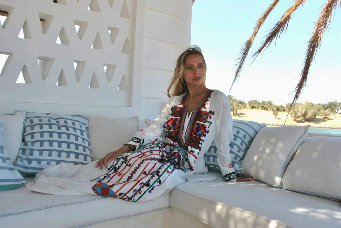 Embroidered White Dress