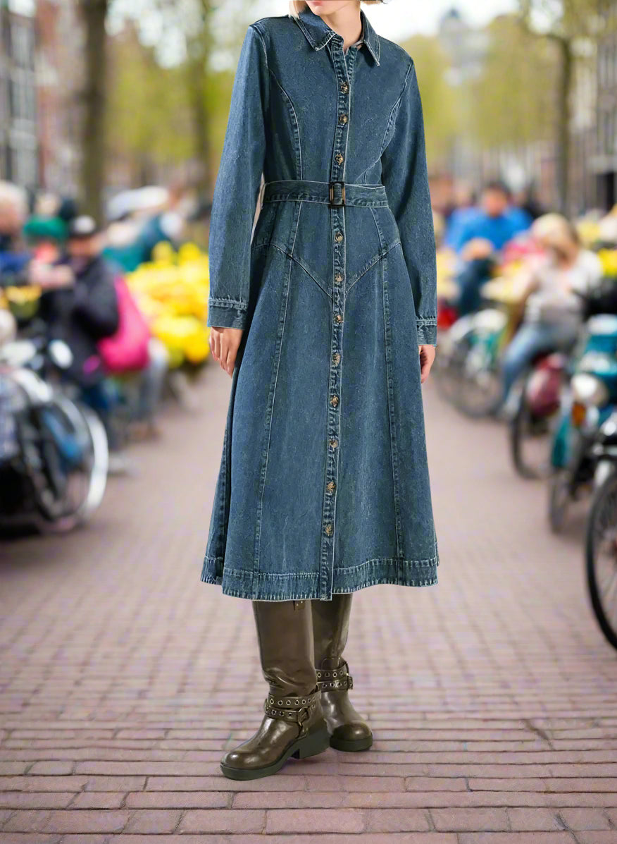 A Walk in the Park, washed denim dress