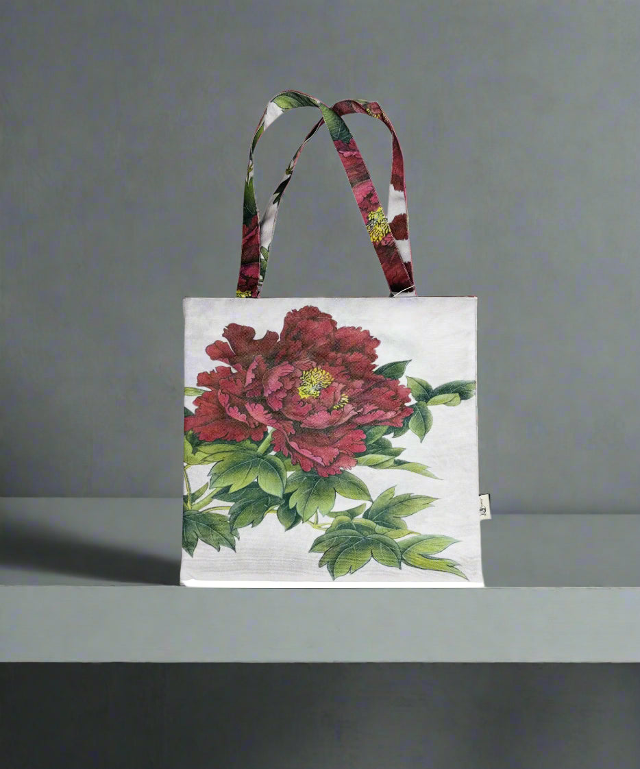 Red Peony Canvas Everything Bag