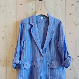 Linen Striped blazer blue or beige blazer
