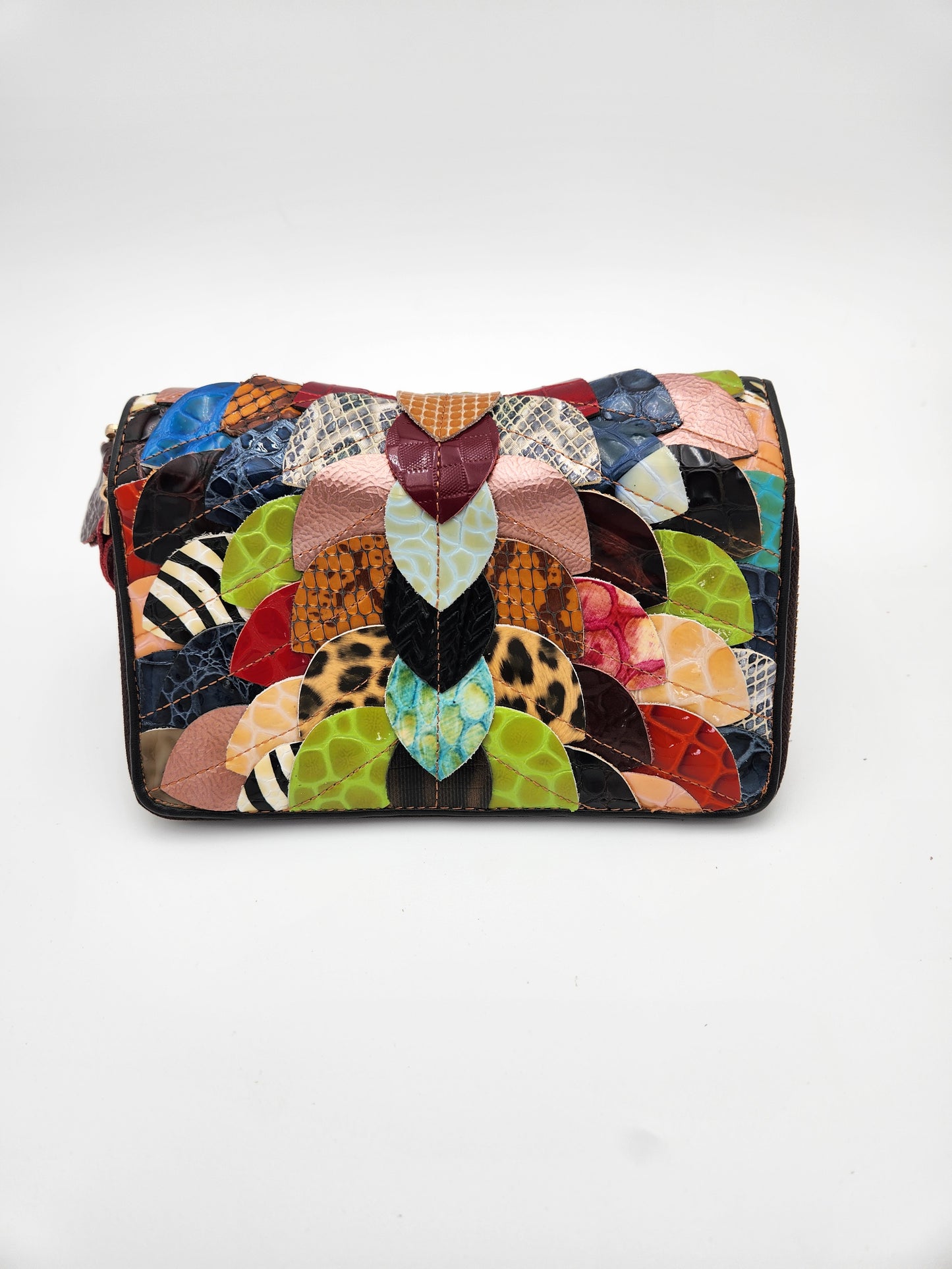 Multi-colored leaf patchwork wallet