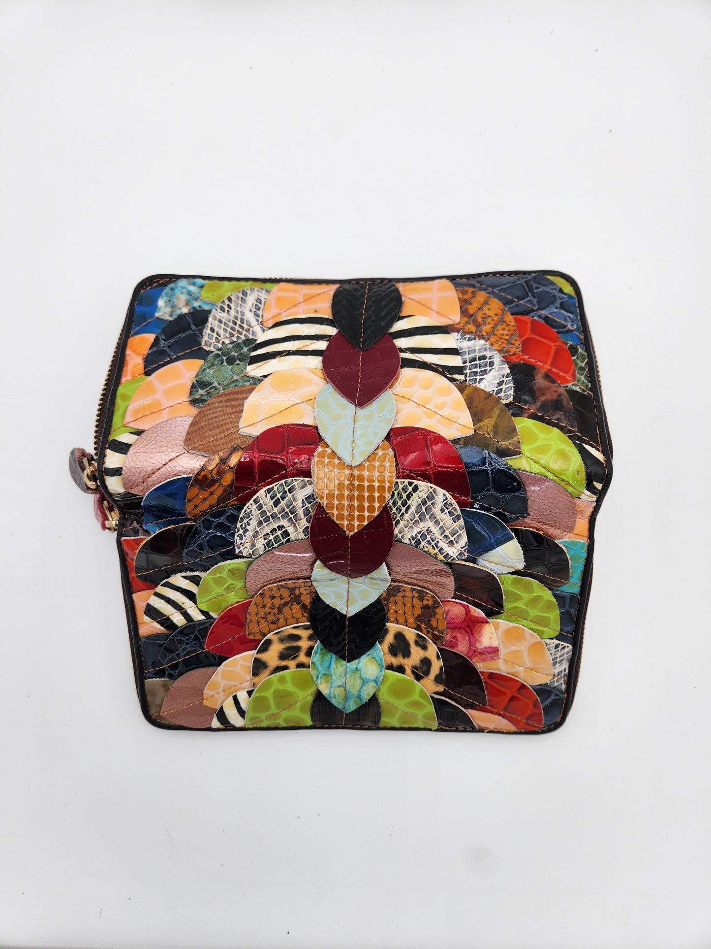 Multi-colored leaf patchwork wallet