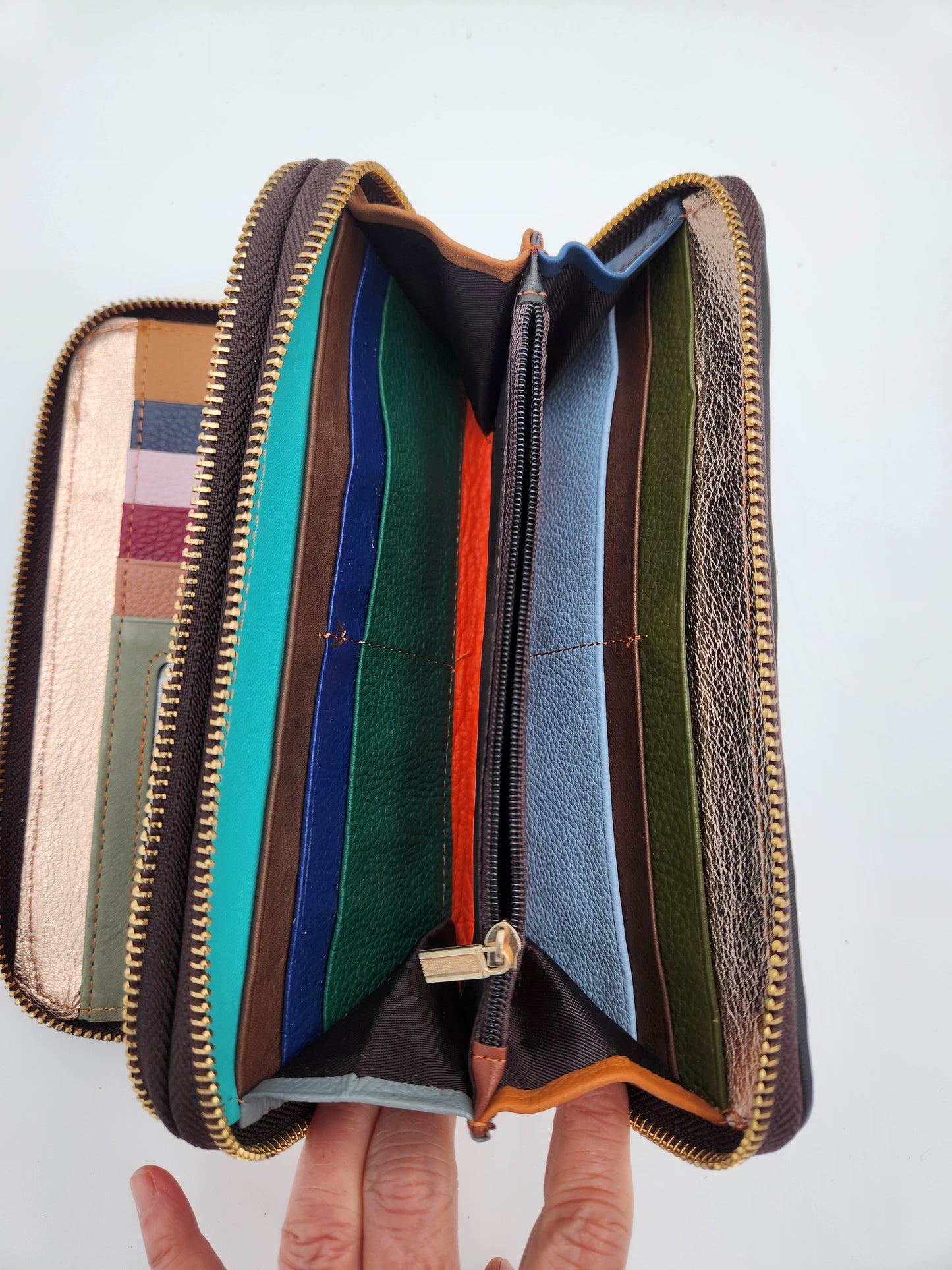 Multi-colored leaf patchwork wallet