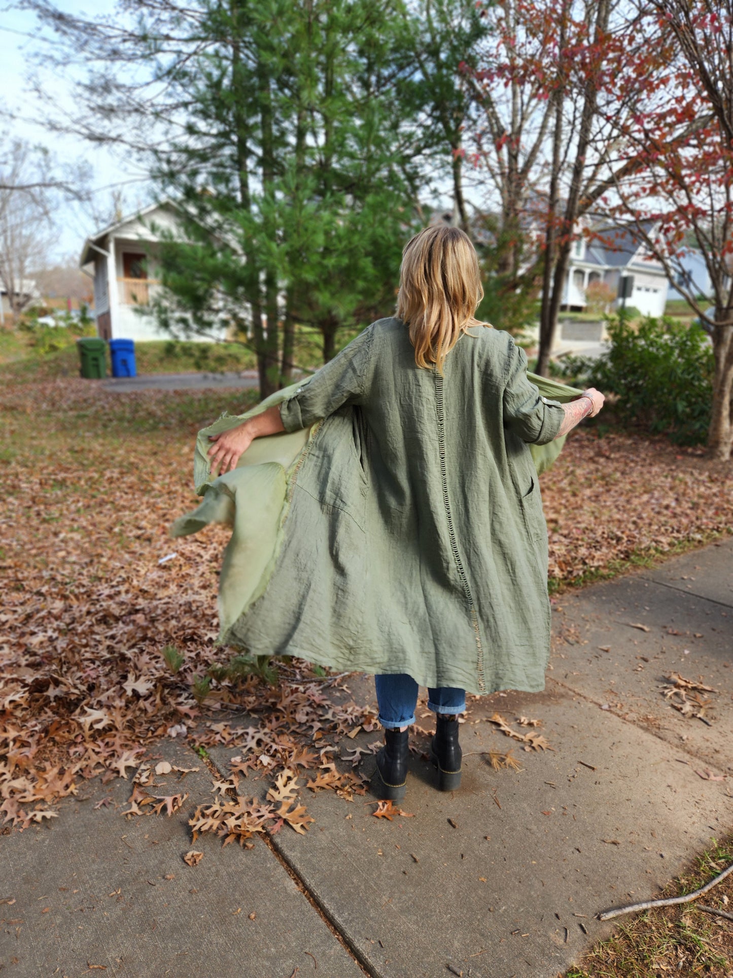 Italian silk and linen frayed edge duster