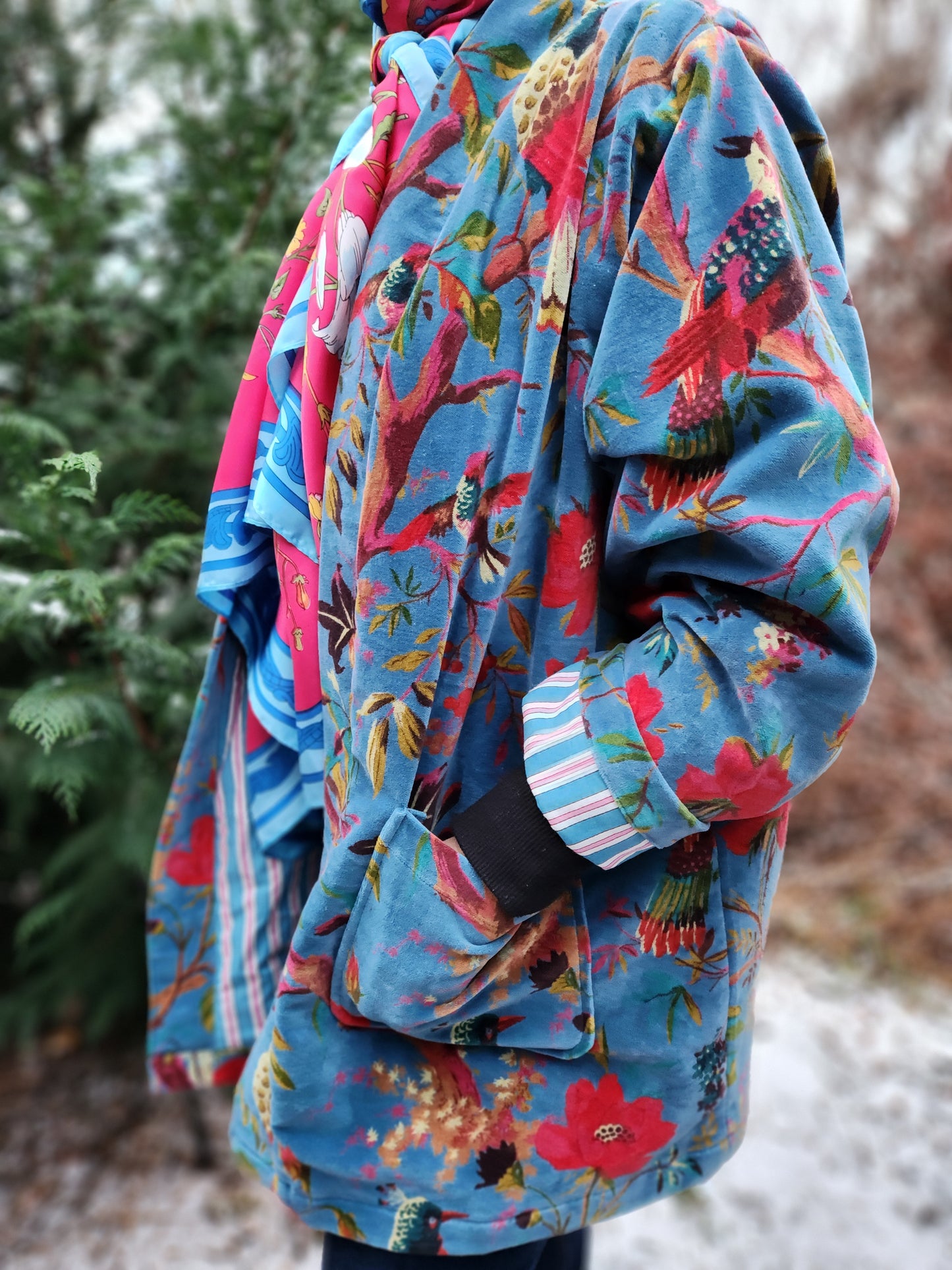 Birds in Blue Paradise Kimono Jacket