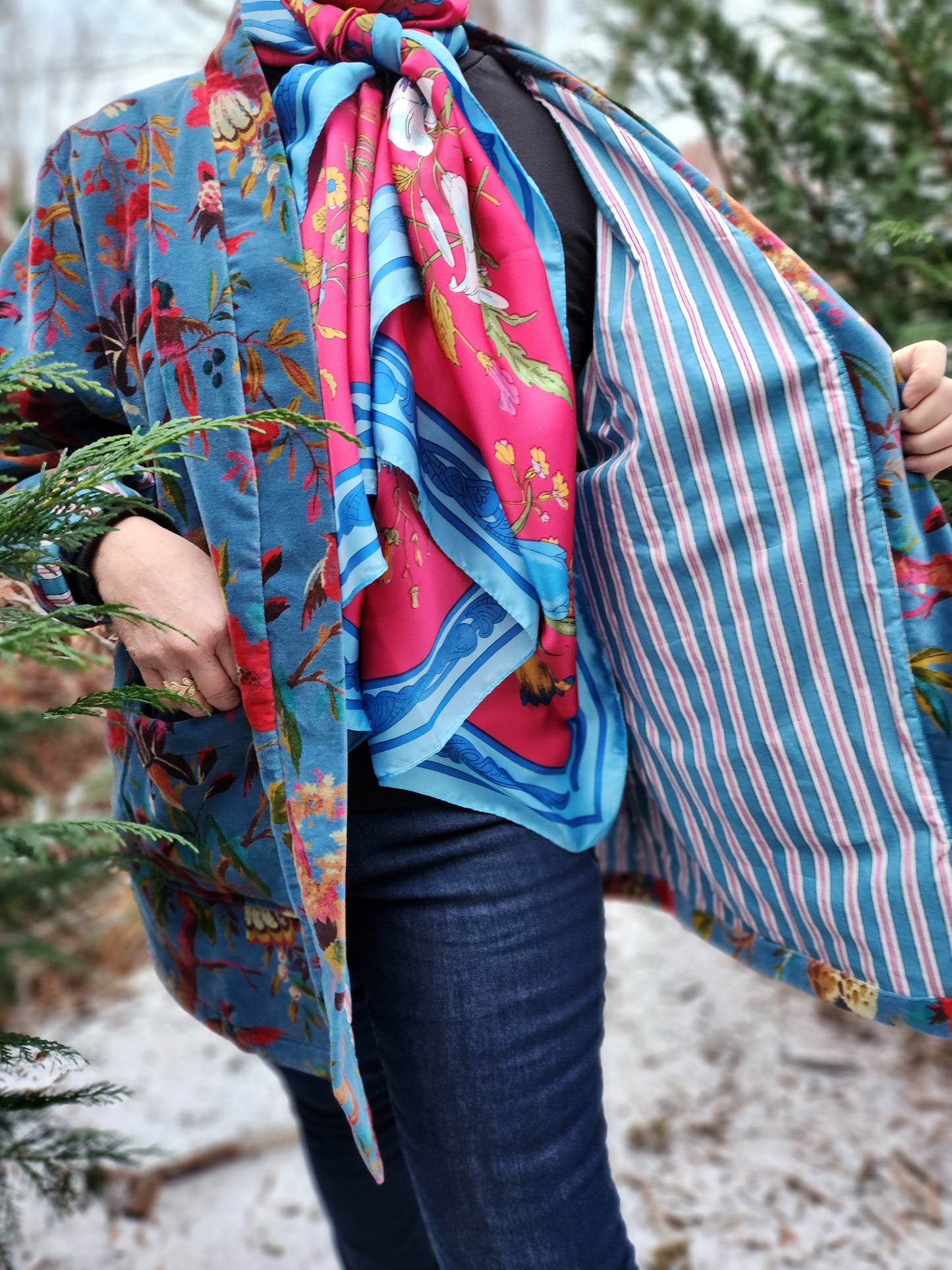 Birds in Blue Paradise Kimono Jacket