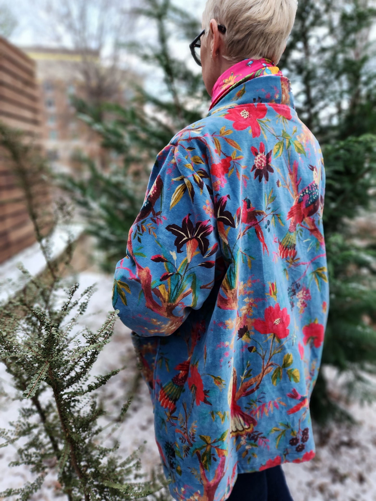 Birds in Blue Paradise Kimono Jacket