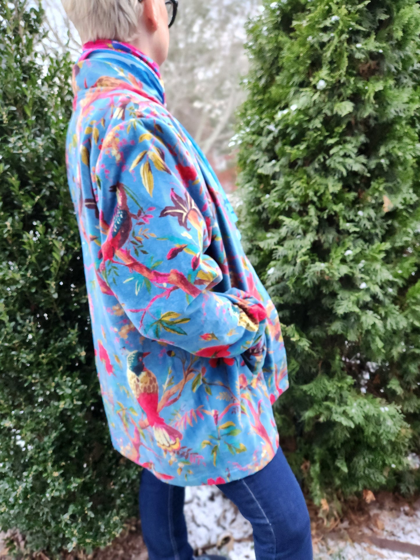 Birds in Blue Paradise Kimono Jacket