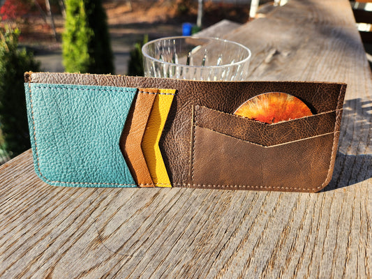 ASHEVILLE STRONG Collection - Upcycled Leather Bi-Fold Wallet Brown Exterior