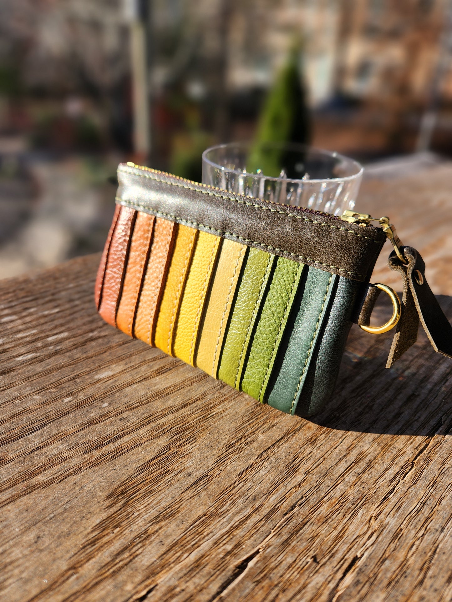 ASHEVILLE STRONG Upcycled Handmade Leather Rainbow Pouch