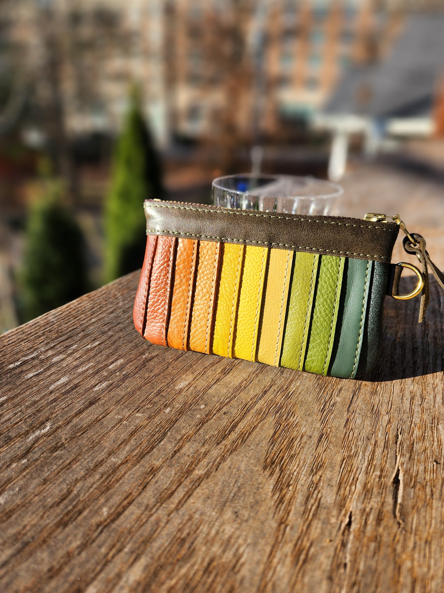 ASHEVILLE STRONG Upcycled Handmade Leather Rainbow Pouch