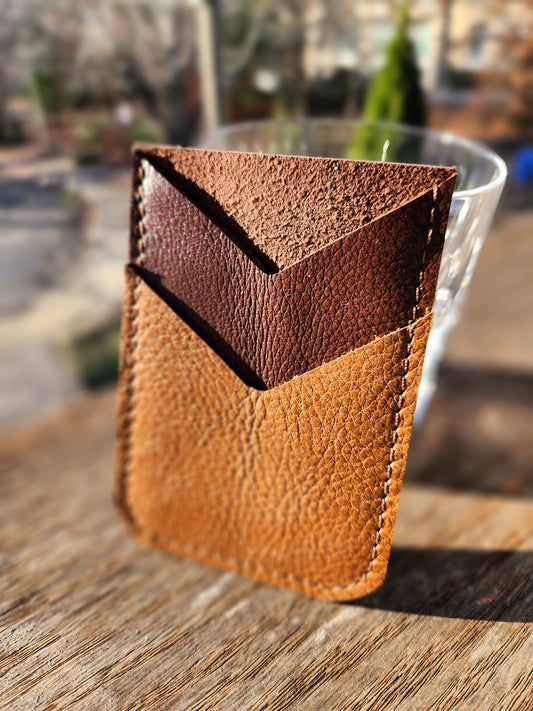 ASHEVILLE STRONG Upcycled Leather 2 Card Holder - Brown