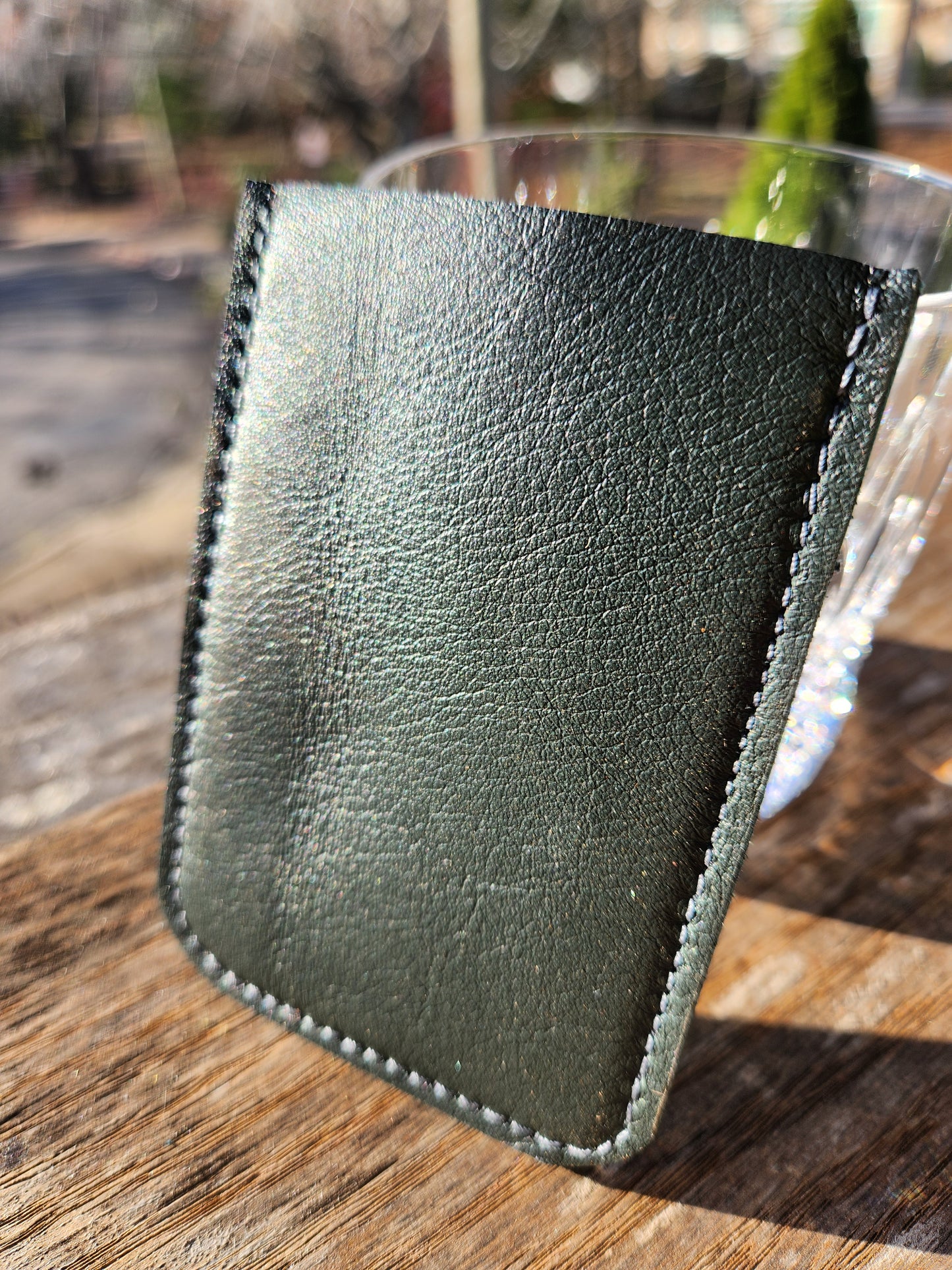 ASHEVILLE STRONG Upcycled Leather 2 Card Holder - Blue