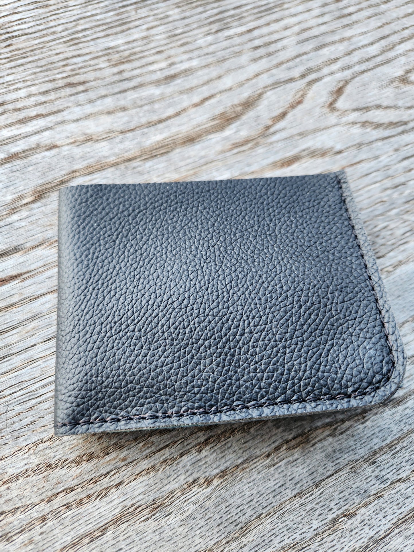 ASHEVILLE STRONG Collection - Upcycled Leather Bi-Fold Wallet Black  Exterior