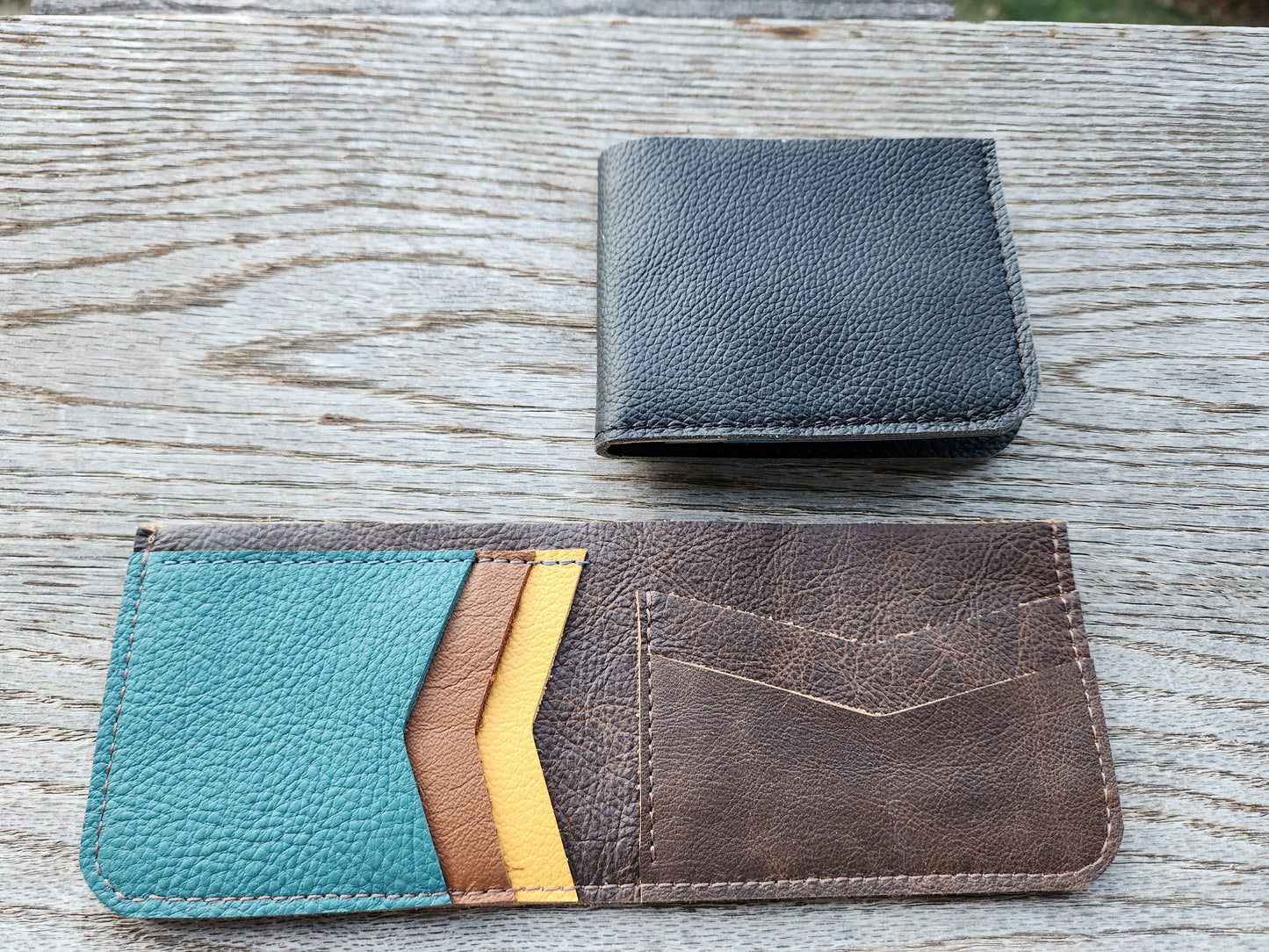 ASHEVILLE STRONG Collection - Upcycled Leather Bi-Fold Wallet Black  Exterior