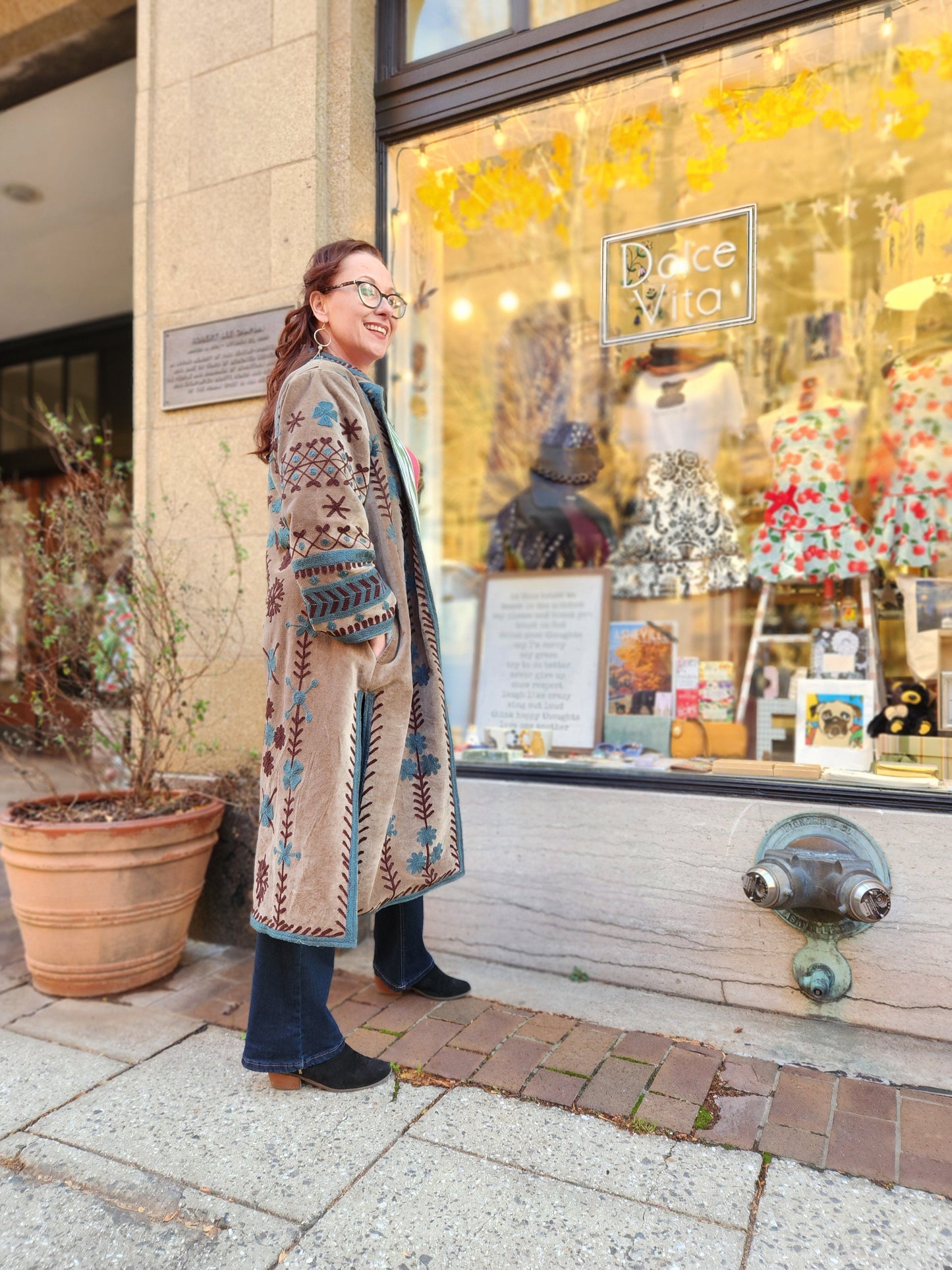 Handmade Embroidered Long Velvet Jacket