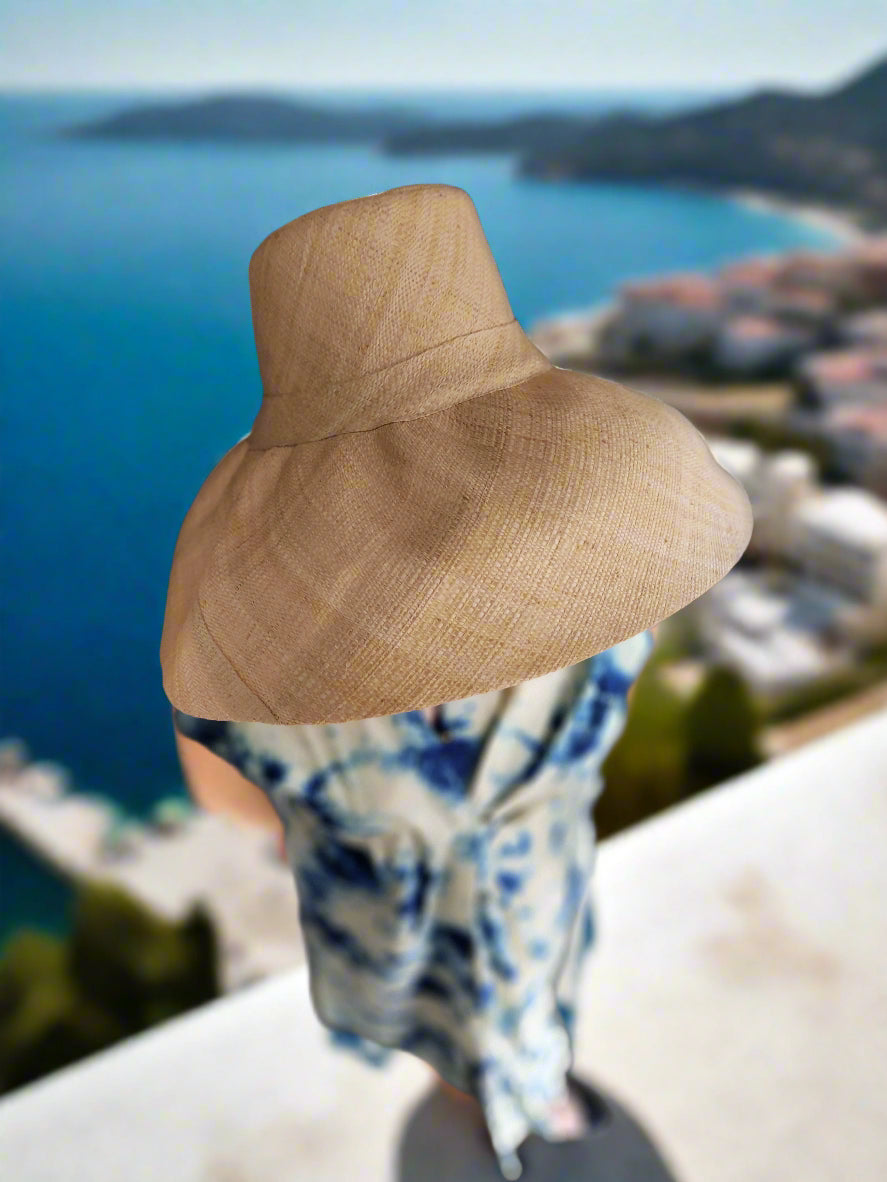 Madagascar Sun Hat Solid Natural - 7 Inch Brim