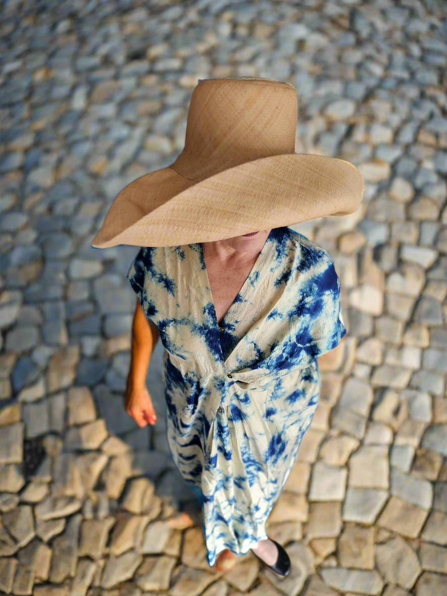 Madagascar Sun Hat Solid Natural - 7 Inch Brim