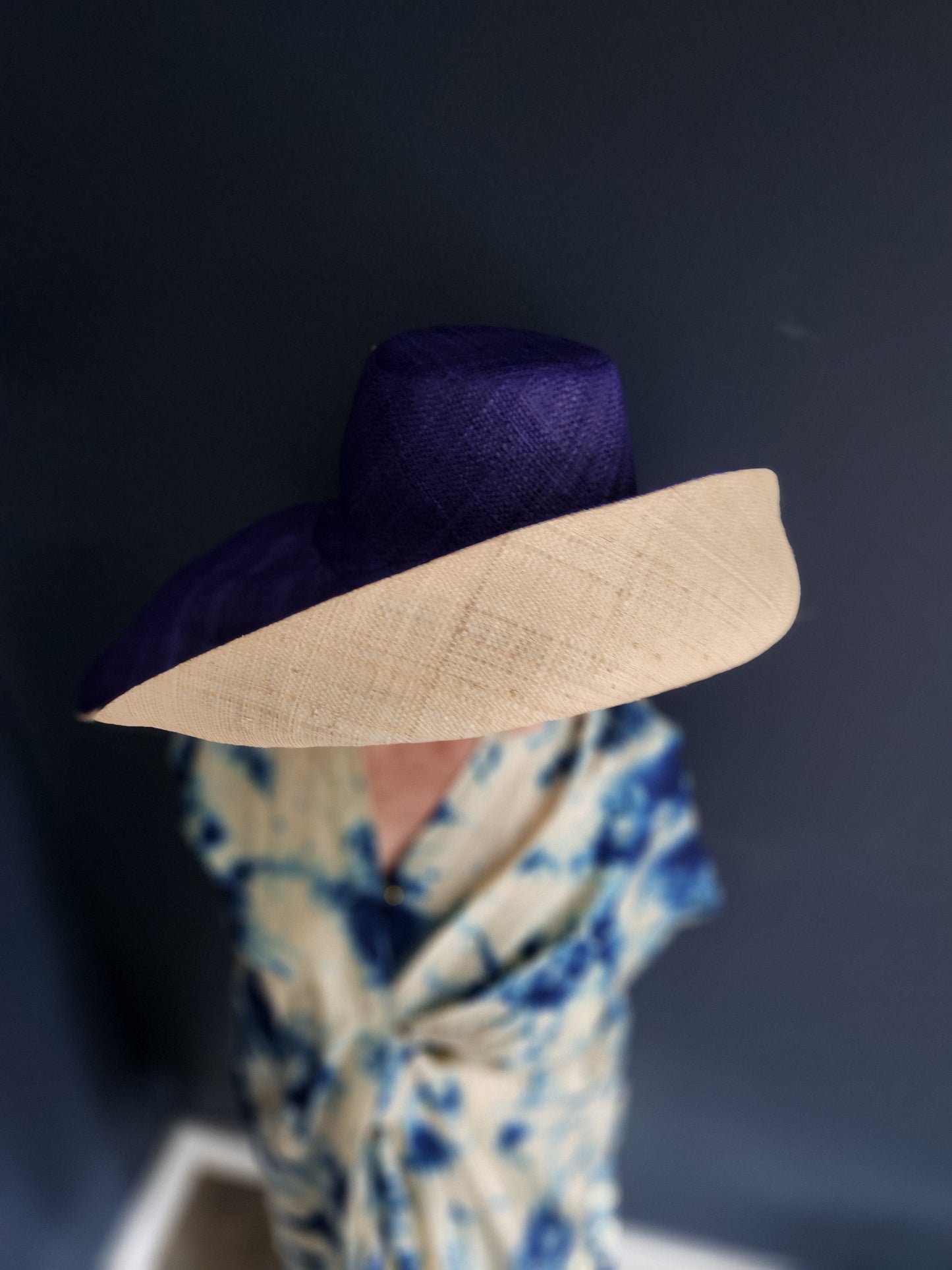 Madagascar Sun Hat Blue Two Tone - 7 Inch Brim