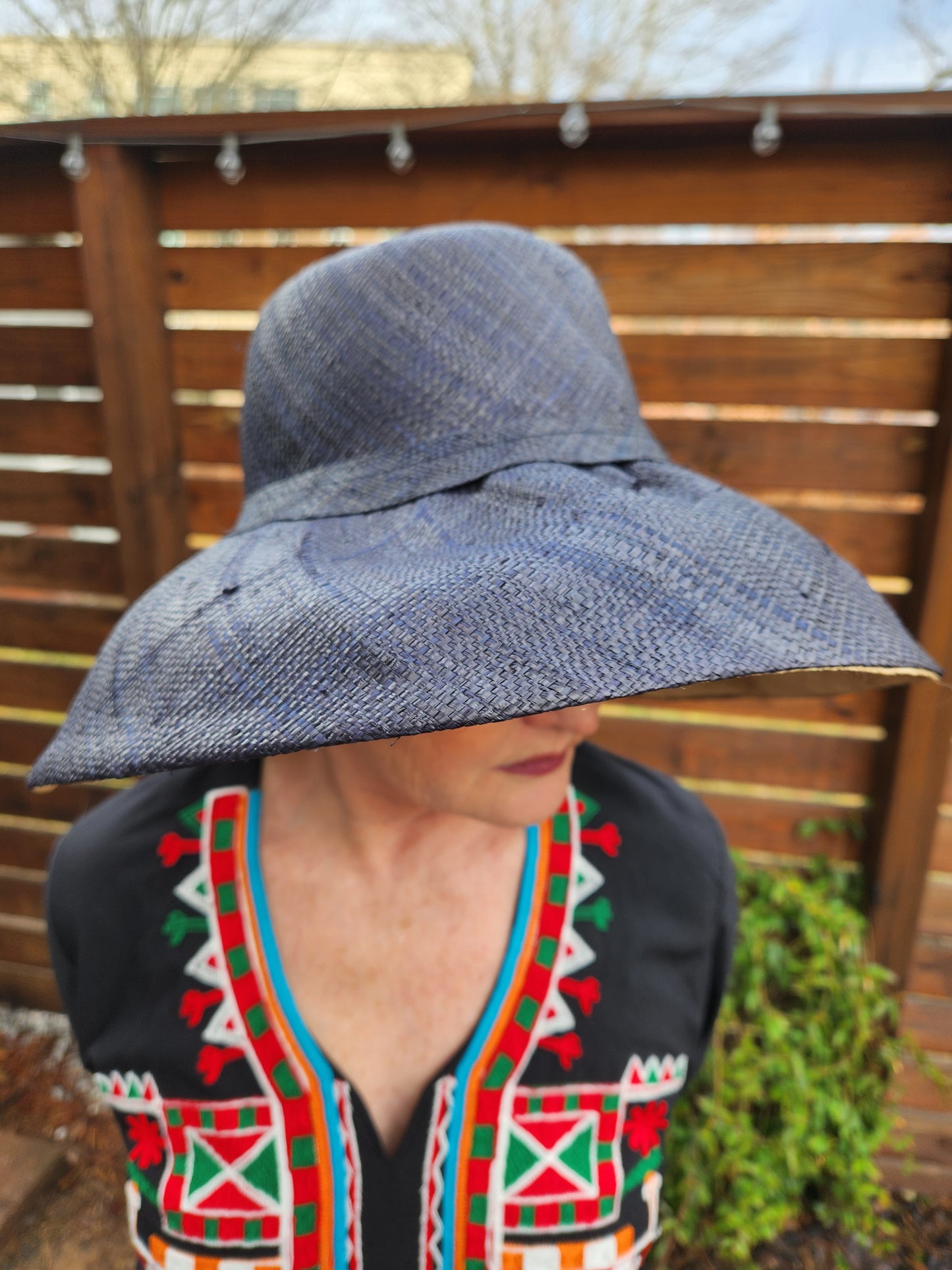 Madagascar Sun Hat Two Tone Black - 5 Inch Brim